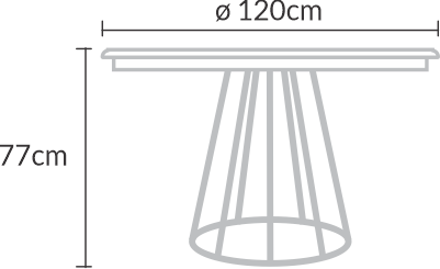 Mesa de Jantar Armação Redonda 120cm Madeira e Ferro - 5 Lugares