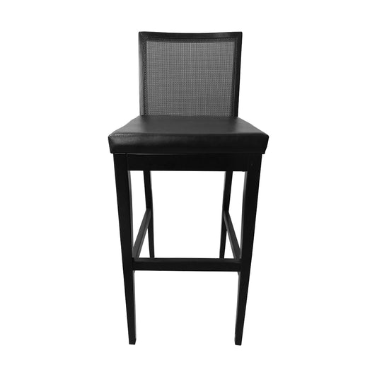 Banqueta Malibu Madeira Cor Preta Assento Estofado PU Preto
