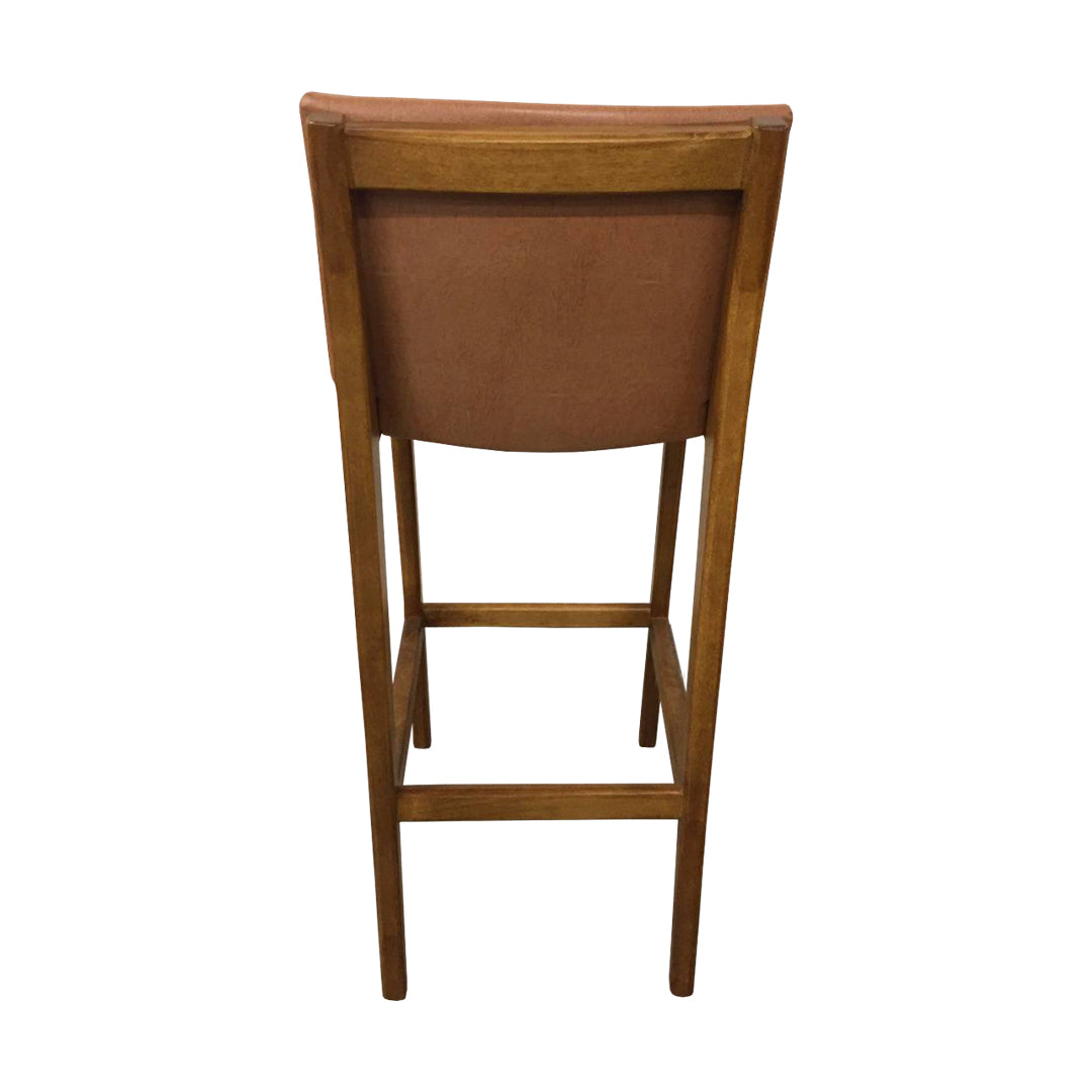 Akila Stool, Imbuia Wood, Upholstered PU Seat, Beige 1621