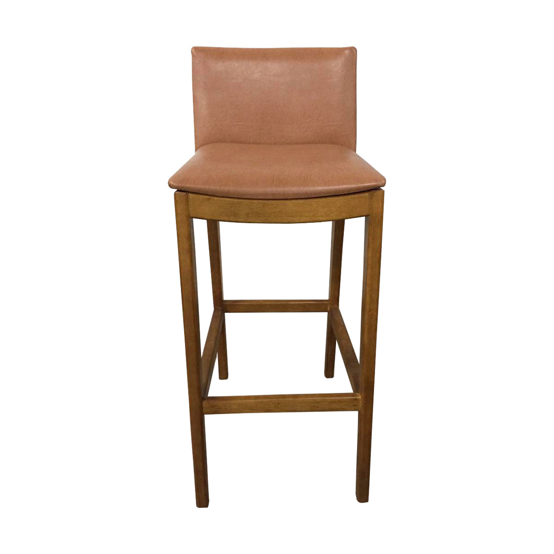 Akila Stool, Imbuia Wood, Upholstered PU Seat, Beige 1621