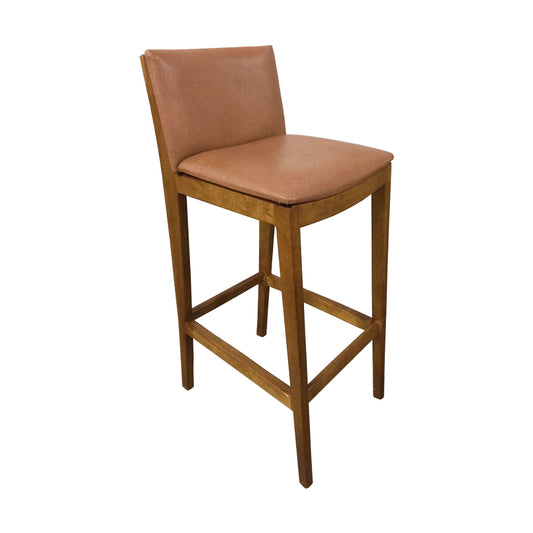 Akila Stool, Imbuia Wood, Upholstered PU Seat, Beige 1621