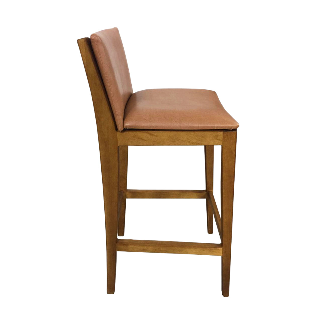 Akila Stool, Imbuia Wood, Upholstered PU Seat, Beige 1621
