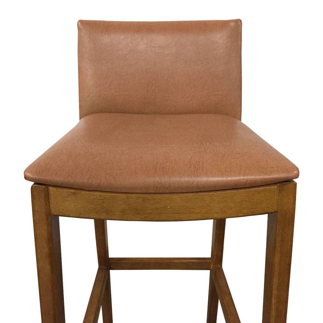 Akila Stool, Imbuia Wood, Upholstered PU Seat, Beige 1621