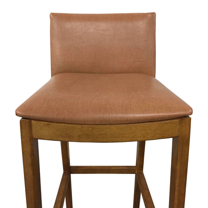 Akila Stool, Imbuia Wood, Upholstered PU Seat, Beige 1621