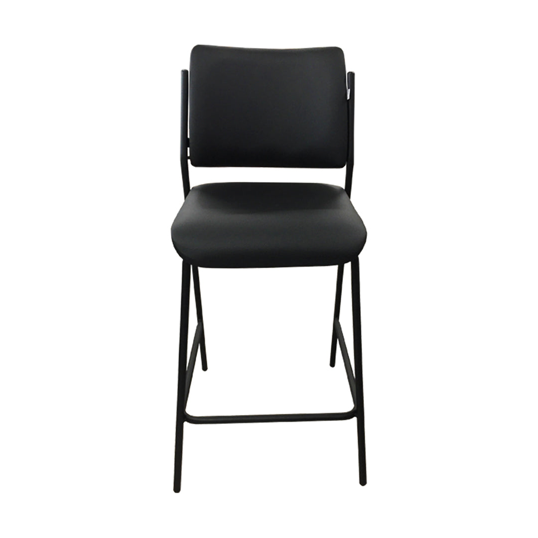 Taburete Mundi Color Negro Hierro Asiento Tapizado PU Negro