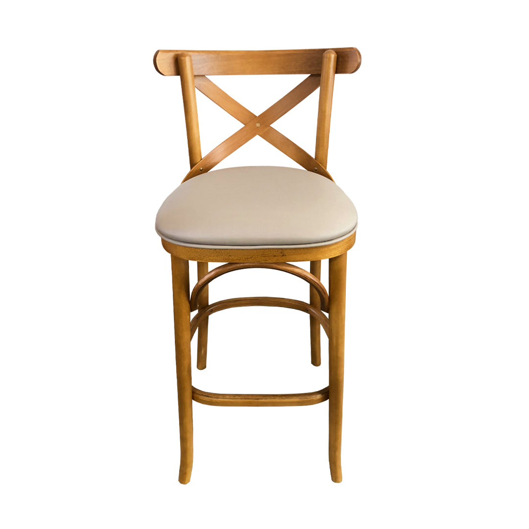X Stool Wood Pine Color Upholstered Seat Fact Fendi