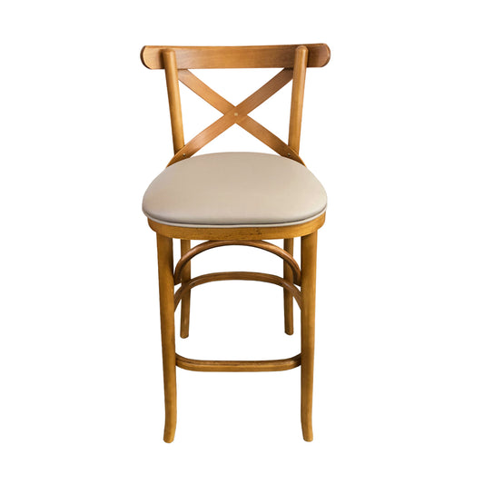 X Stool Wood Pine Color Upholstered Seat Fact Fendi