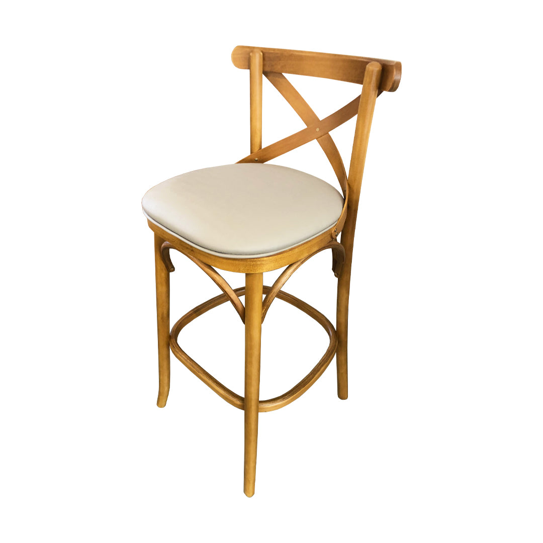X Stool Wood Pine Color Upholstered Seat Fact Fendi