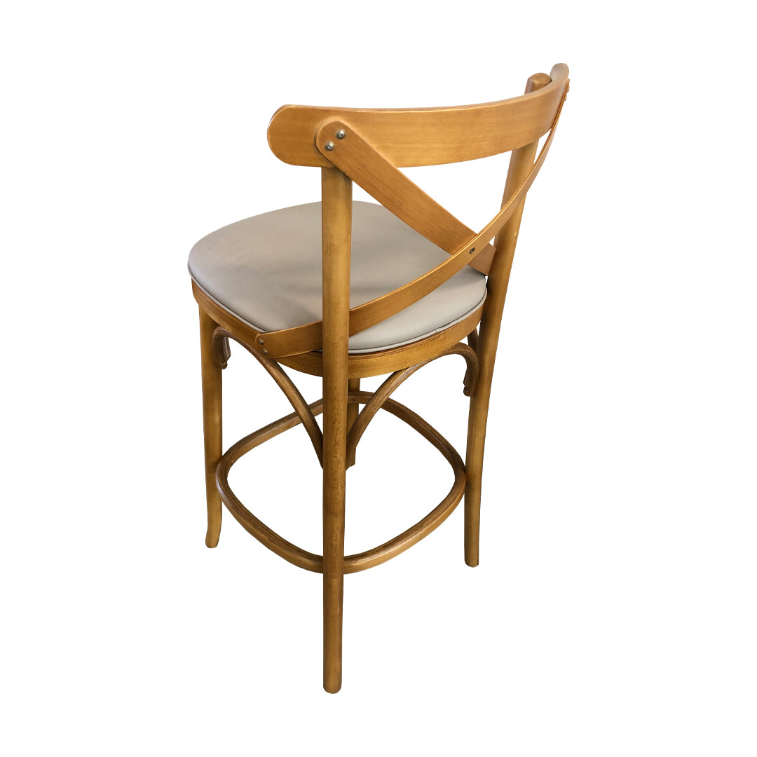 X Stool Wood Pine Color Upholstered Seat Fact Fendi