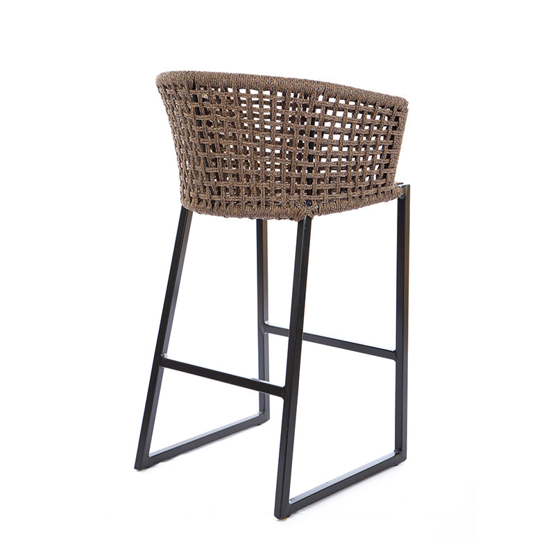 Taburete Aluminio Dorado Color Negro Cuerda Náutica Color Mixto Bronce