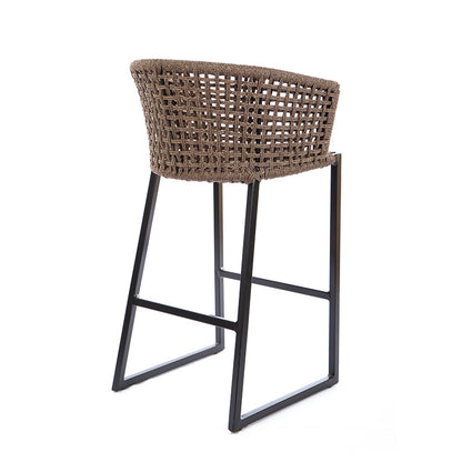 Taburete Aluminio Dorado Color Negro Cuerda Náutica Color Mixto Bronce