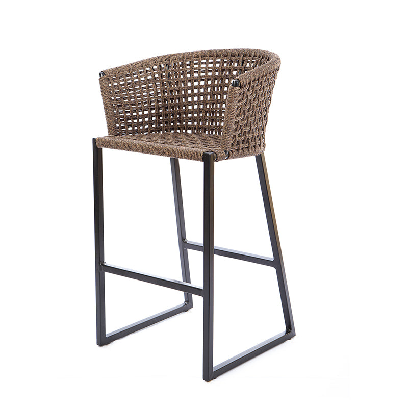 Taburete Aluminio Dorado Color Negro Cuerda Náutica Color Mixto Bronce