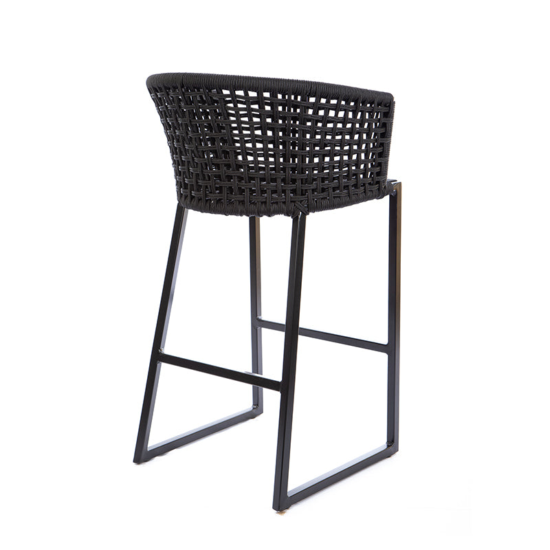 Gold Aluminum Stool Black Color Nautical Rope Black Color