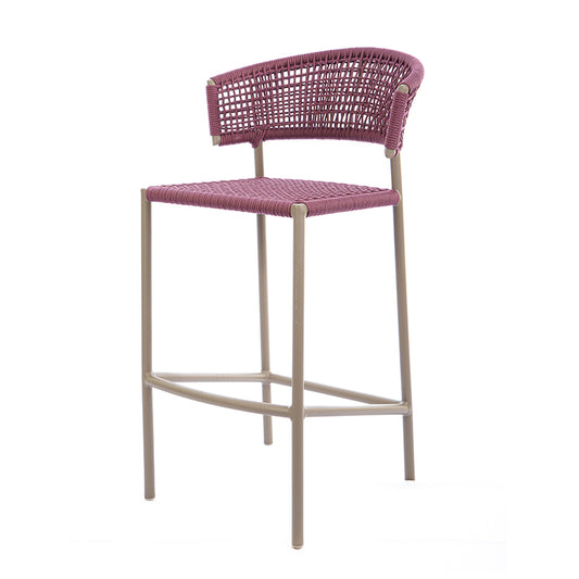 Taburete Elegance Aluminio Fendi Cuerda Náutica Color Vino