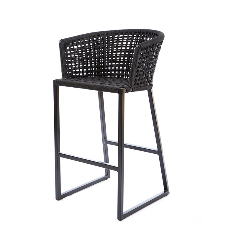 Gold Aluminum Stool Black Color Nautical Rope Black Color