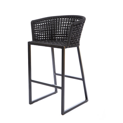 Gold Aluminum Stool Black Color Nautical Rope Black Color