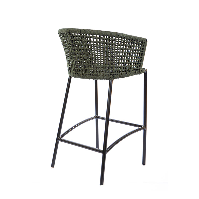 Taburete Confort Aluminio Cuerda Náutica Negra Color Verde Musgo