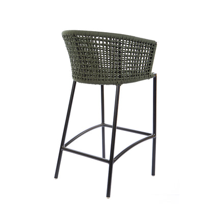 Taburete Confort Aluminio Cuerda Náutica Negra Color Verde Musgo