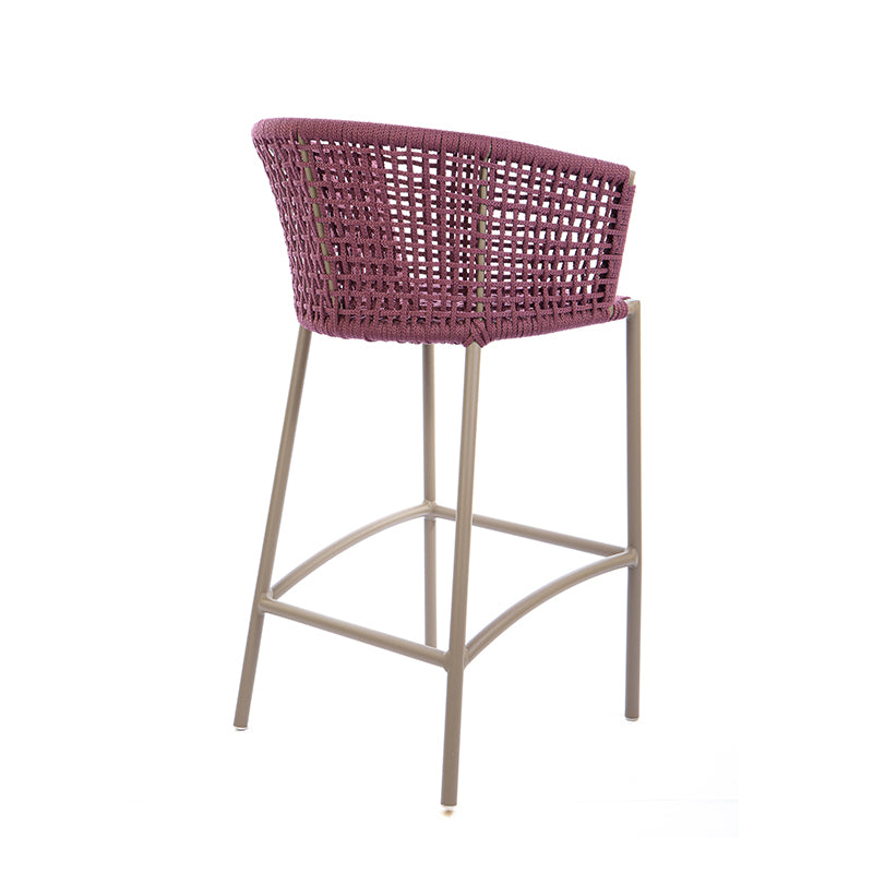 Banqueta Comfort Alumínio Cor Fendi Corda Náutica Cor Vinho