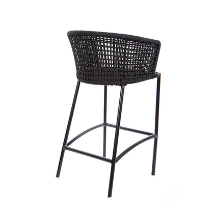 Comfort Aluminum Stool Black Color Nautical Rope Black Color