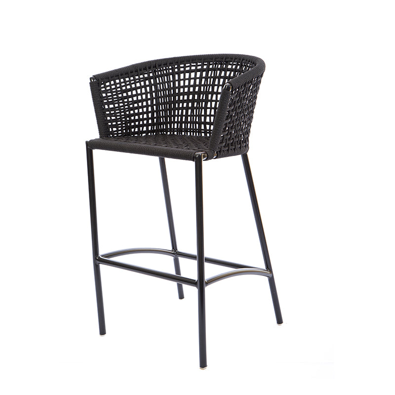 Comfort Aluminum Stool Black Color Nautical Rope Black Color