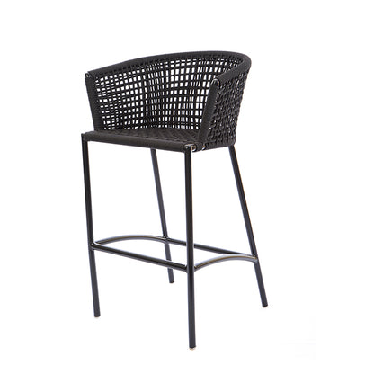 Comfort Aluminum Stool Black Color Nautical Rope Black Color
