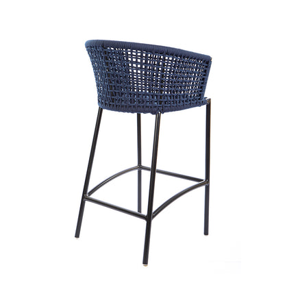 Comfort Aluminum Stool, Black Color, Nautical Rope, Blue Color