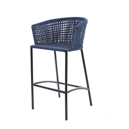 Comfort Aluminum Stool, Black Color, Nautical Rope, Blue Color