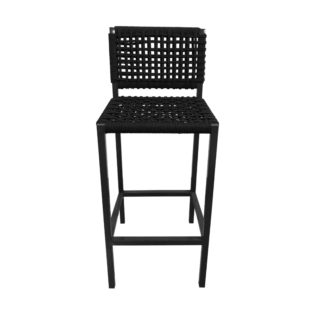Taburete Angra Aluminio y Cuerda Náutica Negra