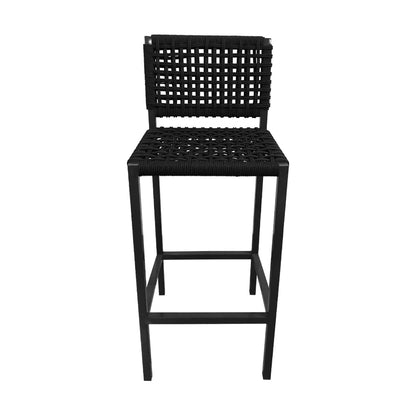 Taburete Angra Aluminio y Cuerda Náutica Negra