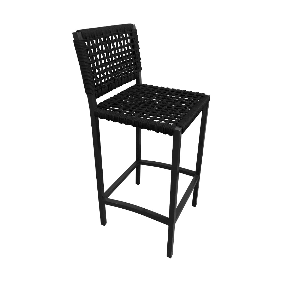 Taburete Angra Aluminio y Cuerda Náutica Negra