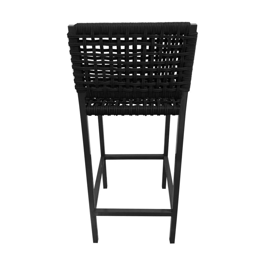 Taburete Angra Aluminio y Cuerda Náutica Negra