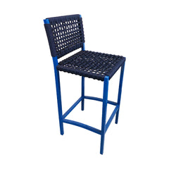 Banqueta Angra Alumínio Azul e Corda Náutica Azul Marinho
