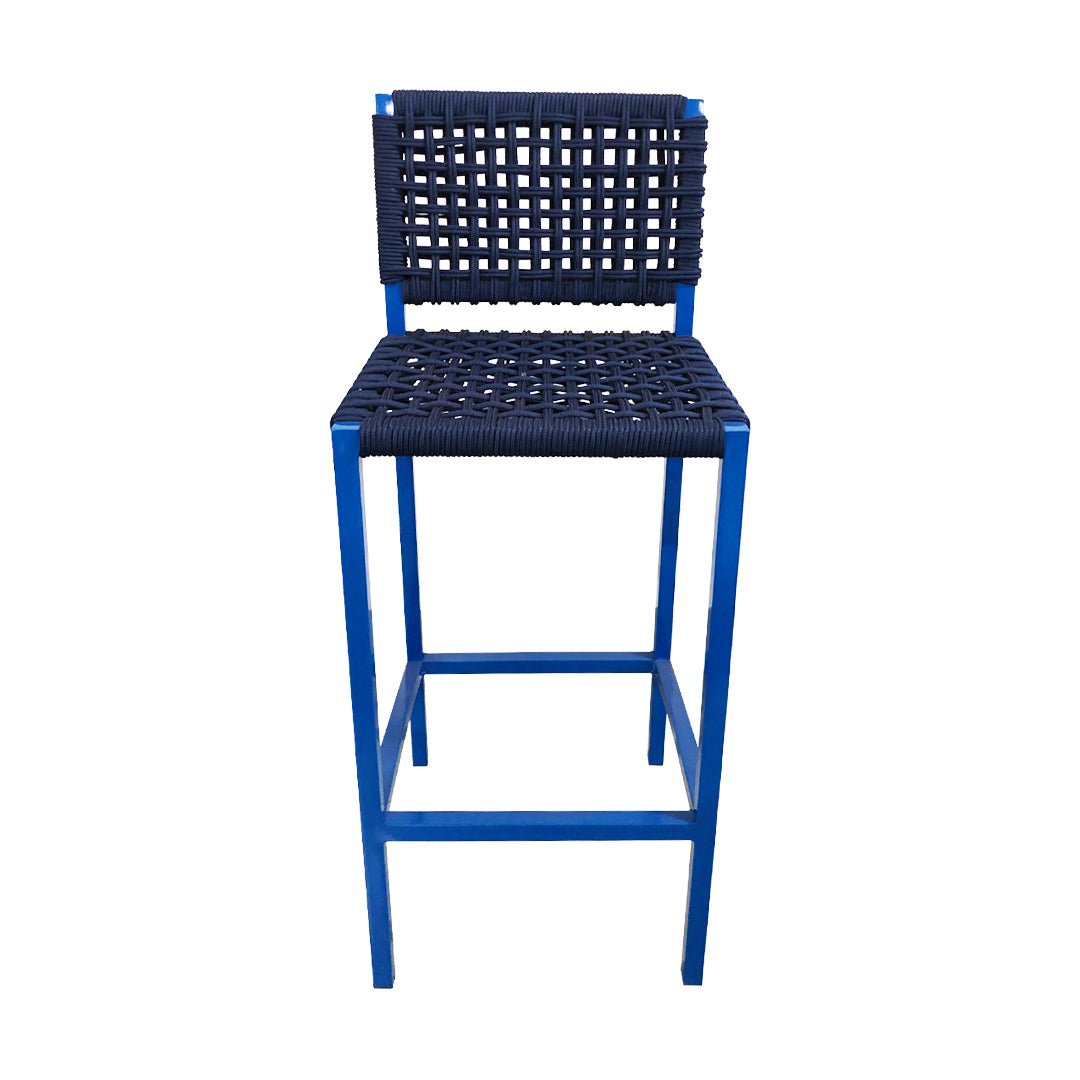 Taburete Angra Azul de Aluminio y Cuerda Náutica