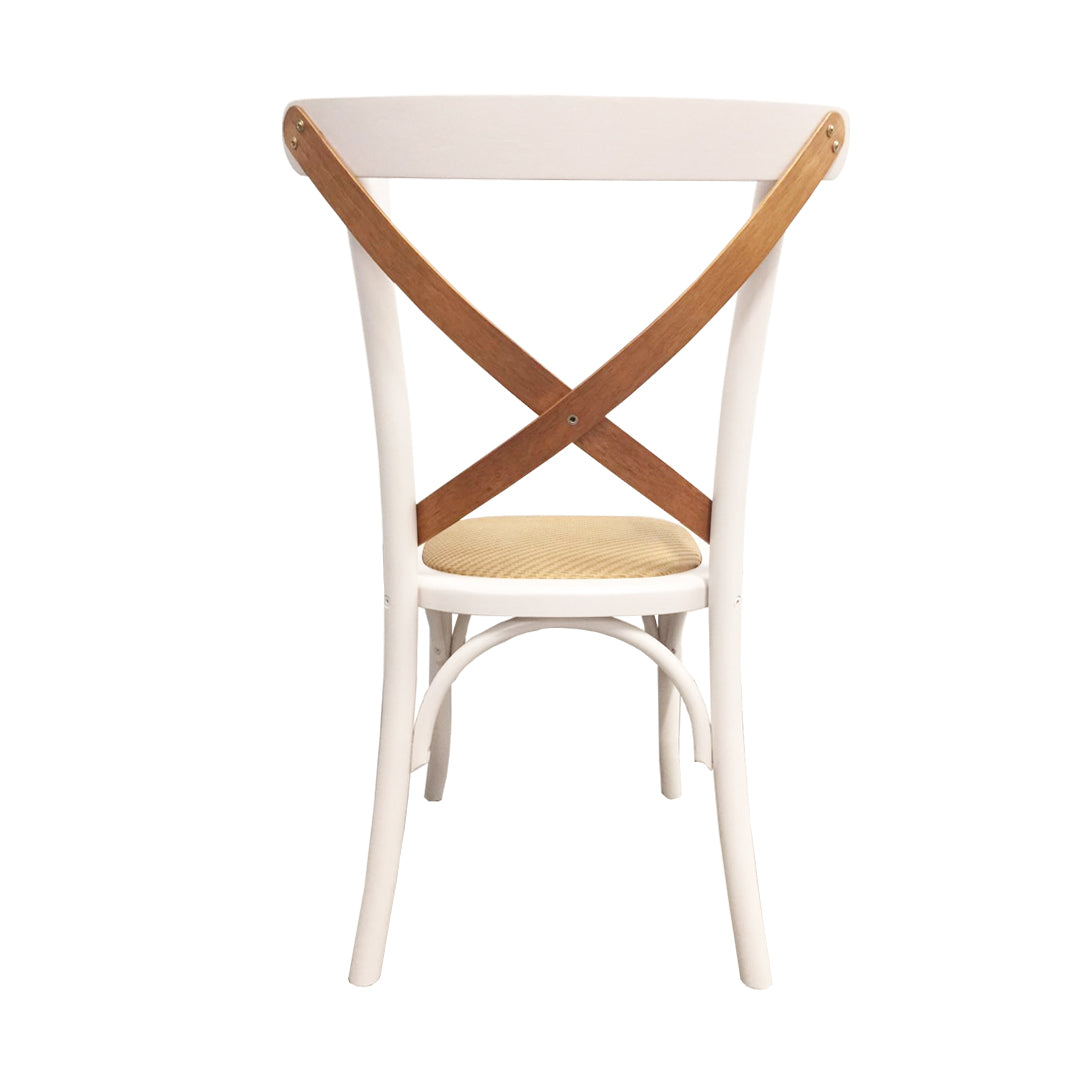 Silla X Pinhão Color Blanco Roto Asiento Ratán Madera