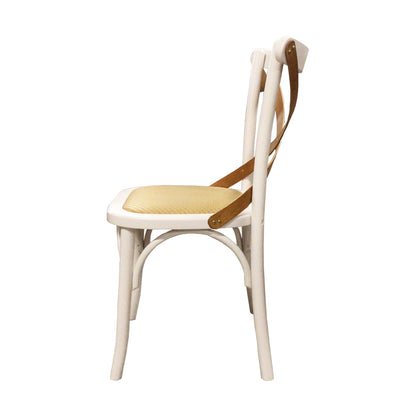 Silla X Pinhão Color Blanco Roto Asiento Ratán Madera