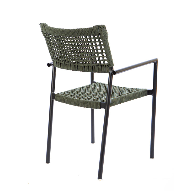Silla de sol de aluminio negro Cuerda náutica Color verde musgo