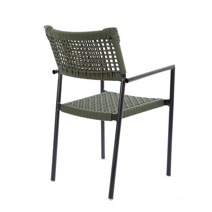 Silla de sol de aluminio negro Cuerda náutica Color verde musgo
