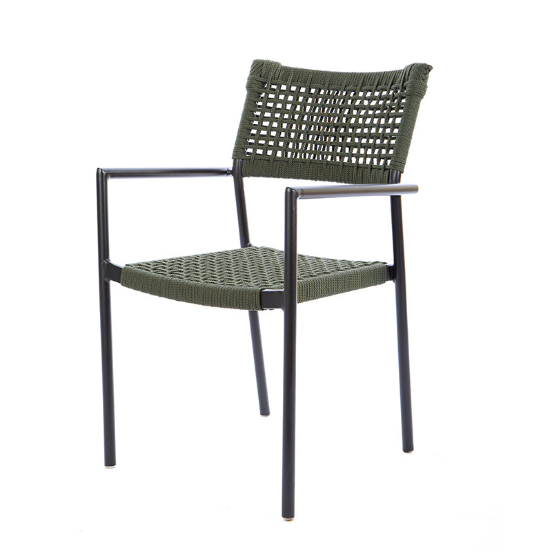 Silla de sol de aluminio negro Cuerda náutica Color verde musgo