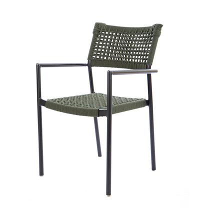 Silla de sol de aluminio negro Cuerda náutica Color verde musgo