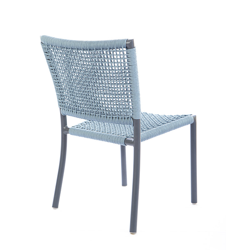 Cadeira Star Alumínio Cor Cinza Corda Náutica Cor Azul Acinzentado