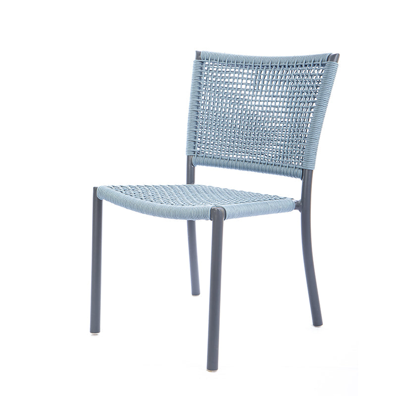 Cadeira Star Alumínio Cor Cinza Corda Náutica Cor Azul Acinzentado