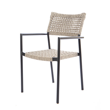 Aluminum Sun Chair Black Color Nautical Rope Mixed Color Brown