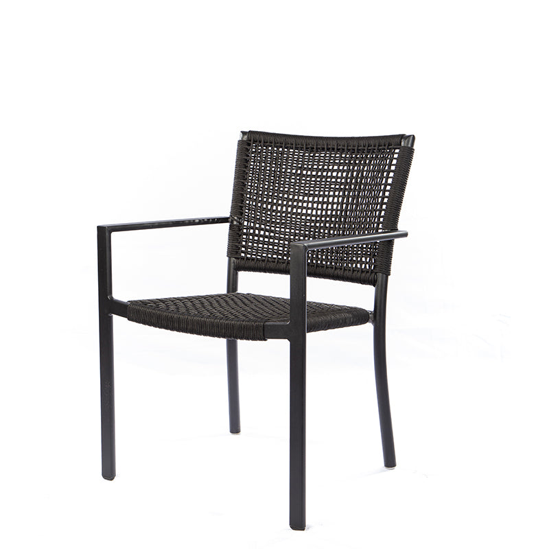 Cadeira Star com Braço em Alumínio Cor Preta Corda Náutica Cor Preta