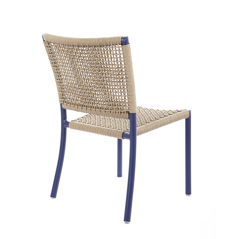 Cadeira Star Alumínio Cor Azul Corda Náutica Cor Bege