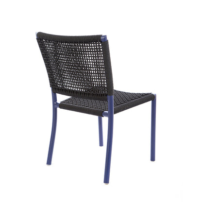 Cadeira Star Alumínio Cor Azul Corda Náutica Cor Preta