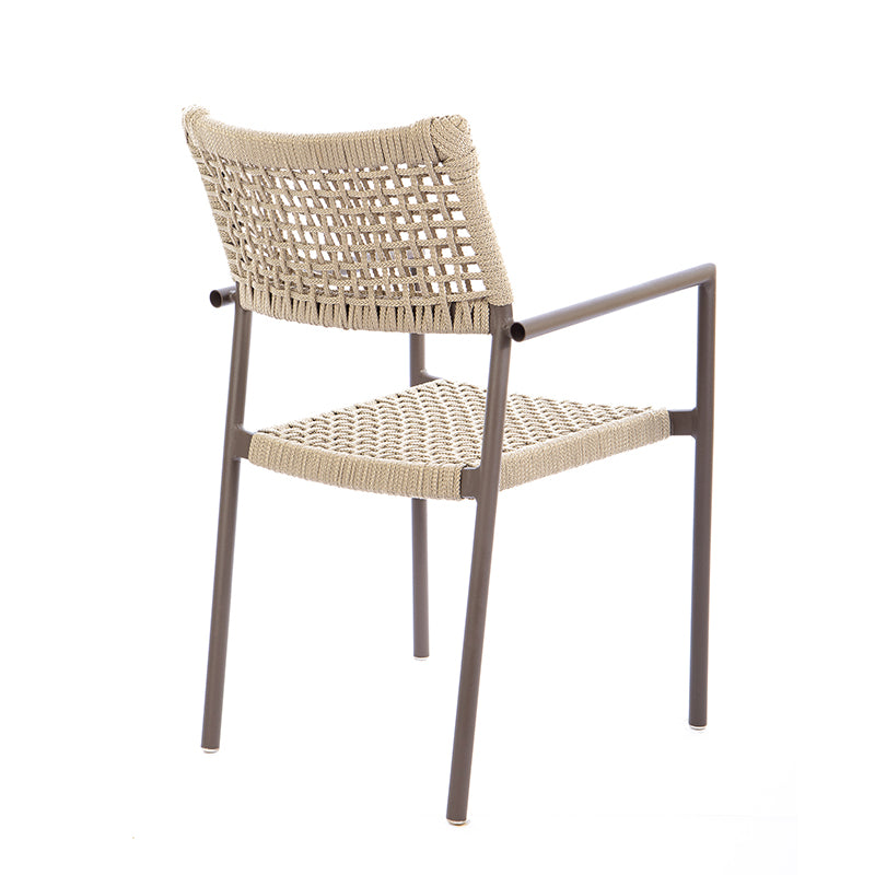 Aluminum Sun Chair Brown Color Nautical Rope Sand Color