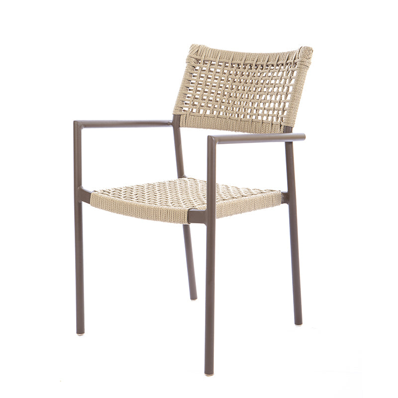 Aluminum Sun Chair Brown Color Nautical Rope Sand Color