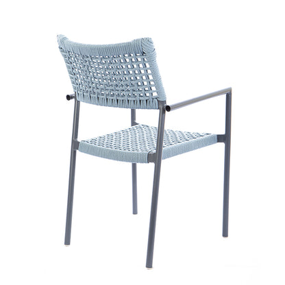 Cadeira Sol Alumínio Cor Cinza Corda Náutica Cor Azul Acinzentado