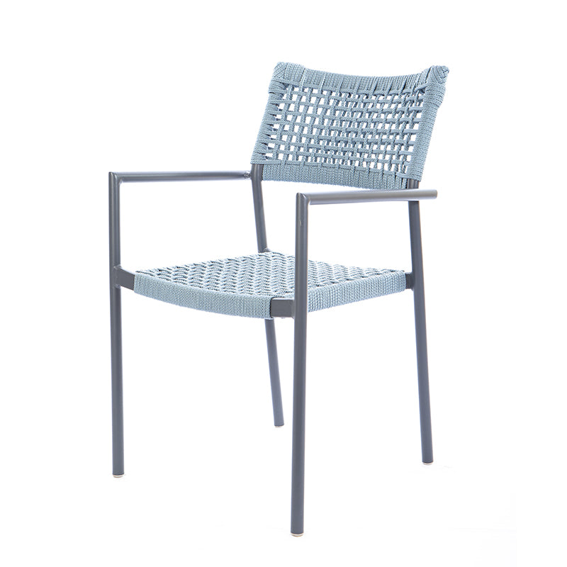 Sun Chair Aluminum Gray Color Nautical Rope Grayish Blue Color